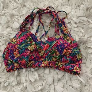 1X Aztec/Neon bikini top.
